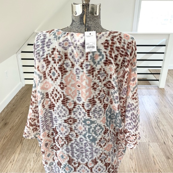 NWT Brown pink and purple tropical kimono bohemian beach coverup - Picture 6 of 7